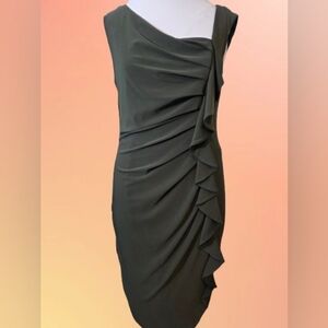 Suzi Chin Dark Green One Shoulder Dress